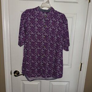 🎉 Men's Tommy Bahama Shirt - Size Large - Purple Geometric Pattern 🌺✨